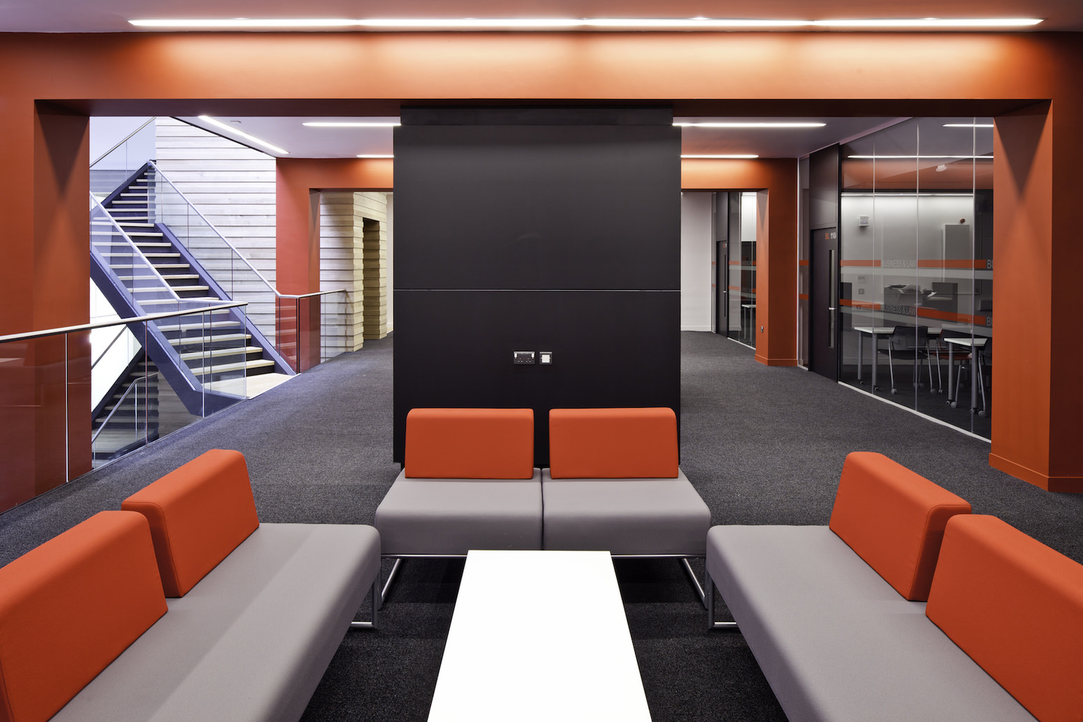 minimal internal design of the david chiddick building of the business and law university of lincoln